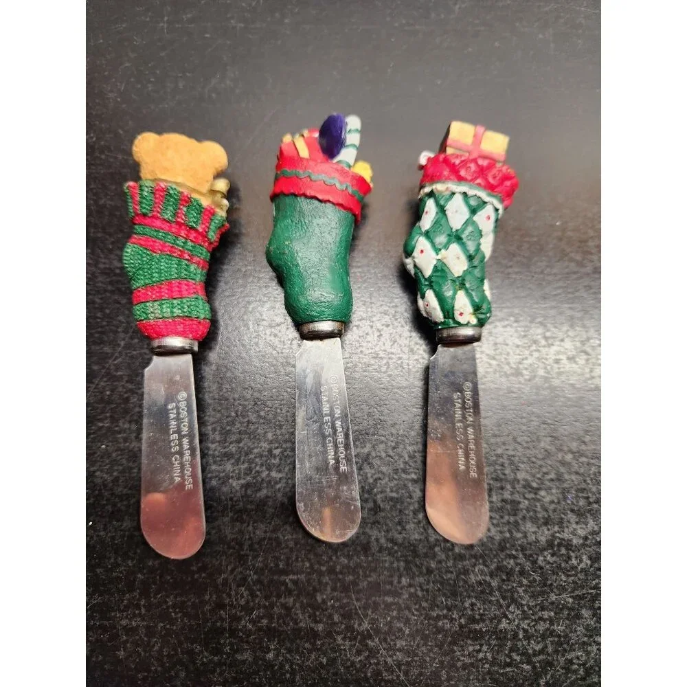 Christmas-Themed‎ Spreaders Set Of 3 With Holiday Stockings By Boston Warehouse